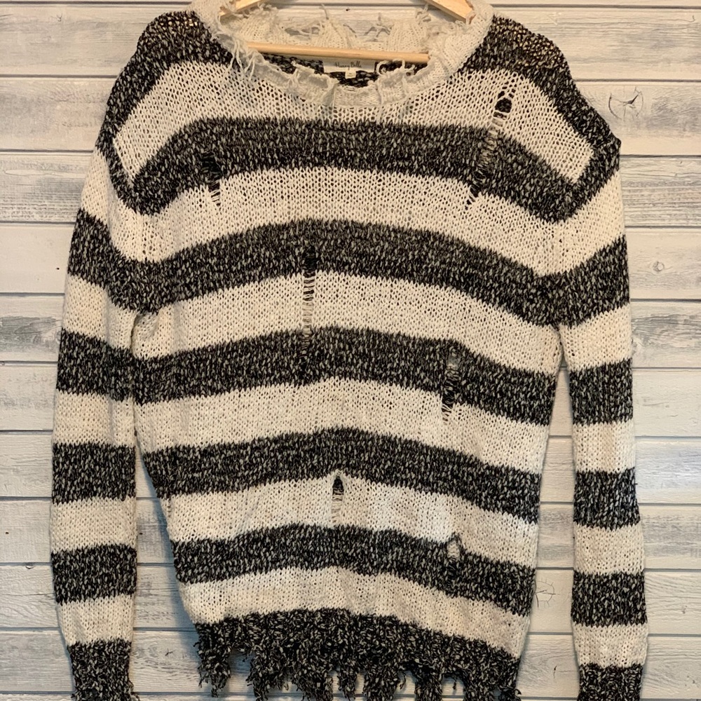 Vici Distressed Striped Sweater